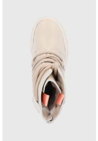 Inuikii Śniegowce skórzane damskie kolor beżowy. Nosek buta: okrągły. Zapięcie: sznurówki. Kolor: beżowy. Materiał: skóra. Obcas: na platformie #3