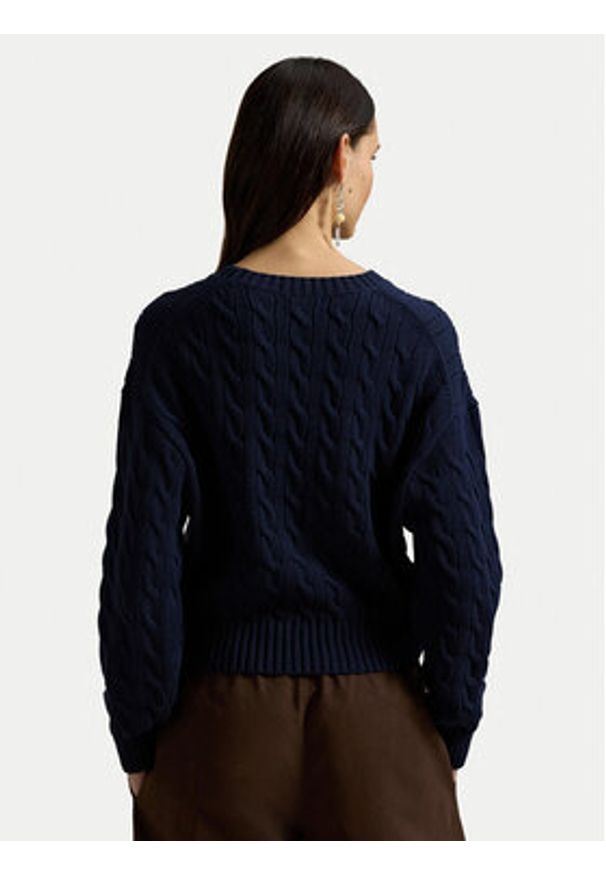 Polo Ralph Lauren Sweter 211A96245001 Granatowy Relaxed Fit. Typ kołnierza: polo. Kolor: niebieski. Materiał: bawełna