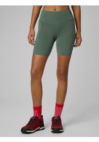 4f - 4F Legginsy kolarki trekkingowe damskie - khaki L. Stan: podwyższony. Kolor: oliwkowy, brązowy, wielokolorowy. Długość: krótkie. Sport: turystyka piesza #2