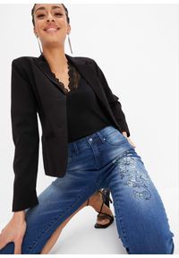 bonprix - Dżinsy rybaczki z nadrukiem w motyle. Kolor: niebieski. Wzór: nadruk #3