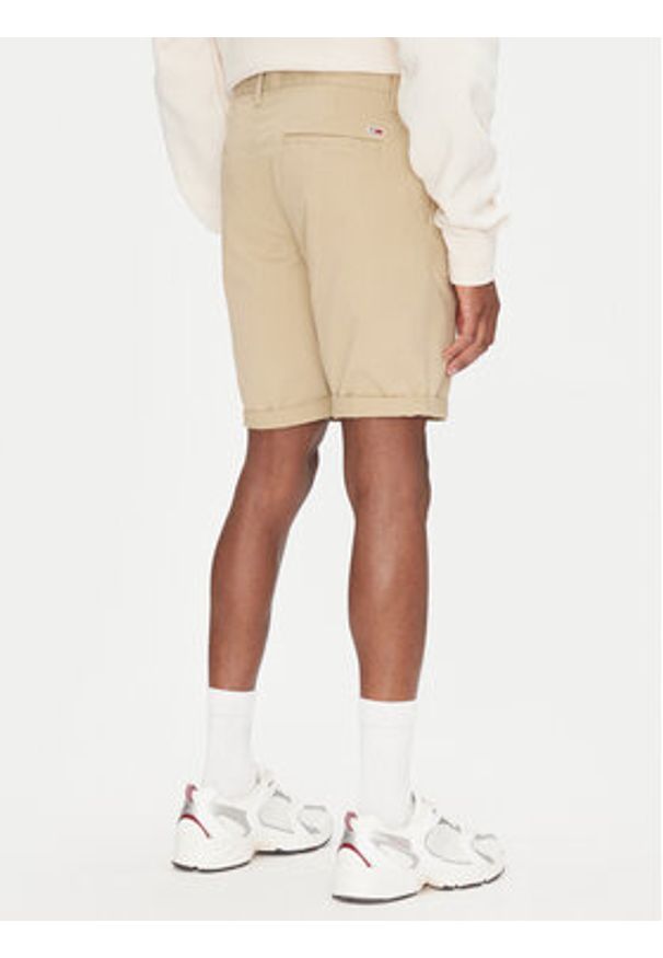 Tommy Jeans Szorty materiałowe Scanton DM0DM21950 Beżowy Slim Fit. Kolor: beżowy. Materiał: bawełna
