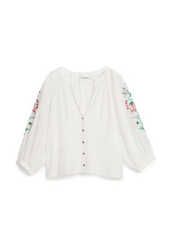 Desigual Bluzka 26SWBW13 Biały Regular Fit. Kolor: biały. Materiał: wiskoza