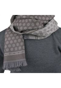 Wełniany Szalik Męski - V. Fraas - Taupe (Szarobrązowy), Drobny Wzór. Kolor: beżowy, wielokolorowy, brązowy. Materiał: wełna. Sezon: zima, lato. Styl: klasyczny, elegancki