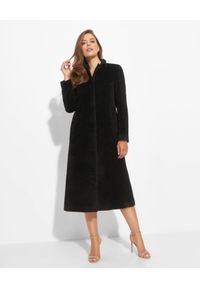 CINZIA ROCCA - Długi czarny płaszcz z wełny alpaki. Kolor: czarny. Materiał: wełna. Długość: długie