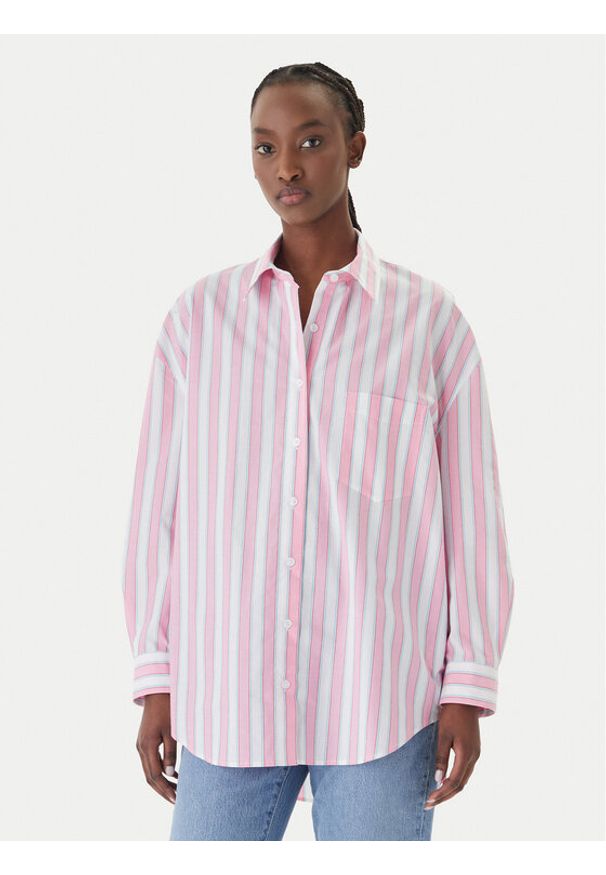 JOOP! Jeans Koszula Brenda 10100296 30101897 Różowy Oversize. Kolor: różowy. Materiał: bawełna