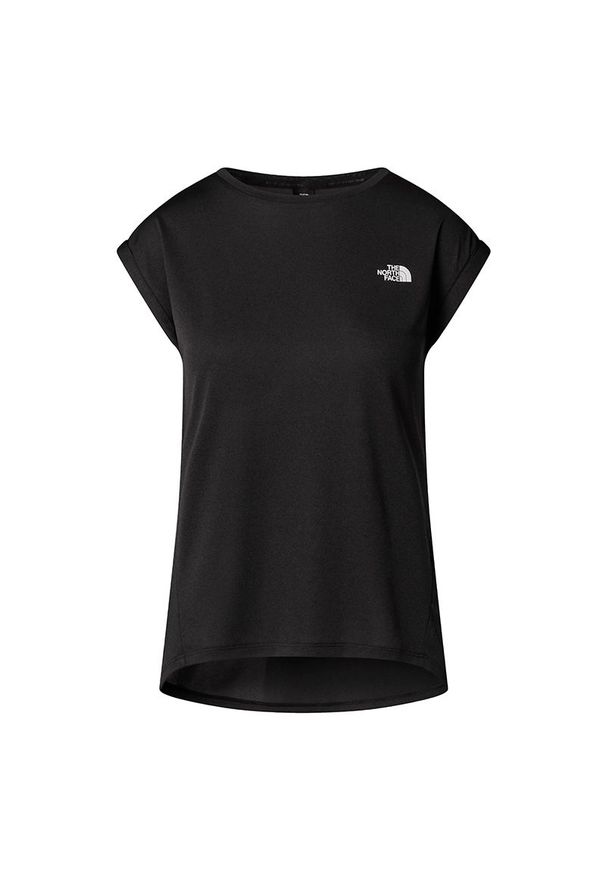 Koszulka damska The North Face Tanken 0A8BS25S51 - czarna. Kolor: czarny. Materiał: tkanina, poliester. Długość rękawa: krótki rękaw. Długość: krótkie. Sport: fitness