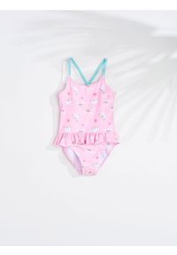 Sinsay - Strój kąpielowy jednoczęściowy - różowy. Kolor: różowy. Wzór: nadruk #1