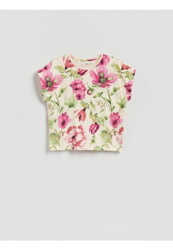 Reserved - T-shirt z raglanowym rękawem - wielobarwny. Materiał: dzianina, bawełna. Długość rękawa: raglanowy rękaw