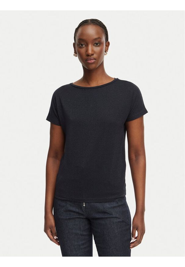 Marella Bluzka Accorta 2615971052 Granatowy Regular Fit. Kolor: niebieski. Materiał: wiskoza