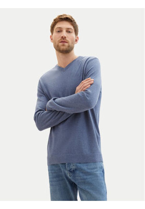 Tom Tailor Sweter 1038427 Niebieski Regular Fit. Kolor: niebieski. Materiał: bawełna
