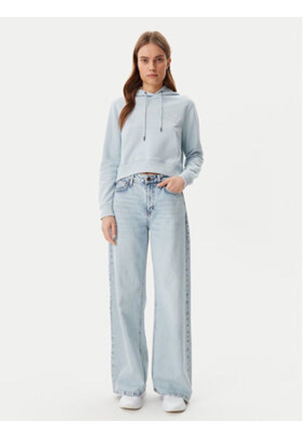 Guess Jeans Bluza W5GQ22 K68I4 Błękitny Regular Fit. Kolor: niebieski. Materiał: bawełna