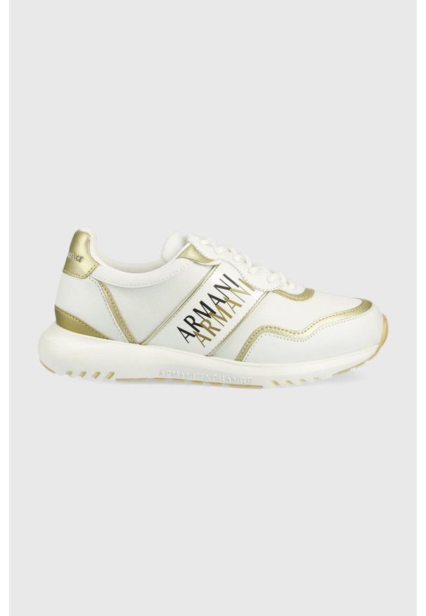 Armani Exchange sneakersy kolor biały XDX087 XV424 K702. Nosek buta: okrągły. Zapięcie: sznurówki. Kolor: biały. Materiał: guma. Obcas: na platformie