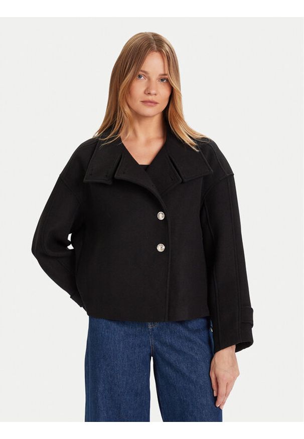 Morgan Płaszcz wełniany 252-GSTAM Czarny Regular Fit. Kolor: czarny. Materiał: wełna, syntetyk
