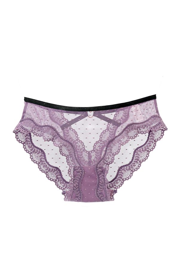 Intica - Majtki ażurowe z wycięciem na romantyczny wieczór Nailya. Kolor: fioletowy. Materiał: tkanina, materiał. Wzór: ażurowy
