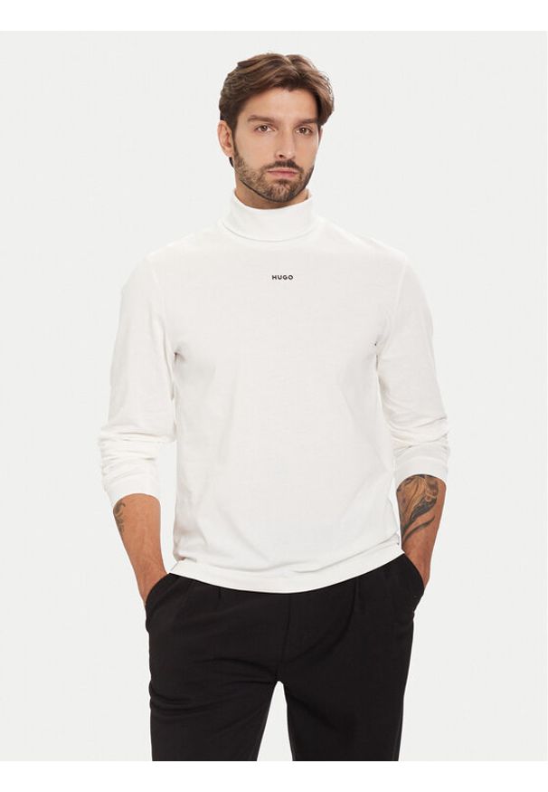 Hugo - HUGO Golf Daporollo 50547372 Beżowy Regular Fit. Typ kołnierza: golf. Kolor: beżowy. Materiał: bawełna