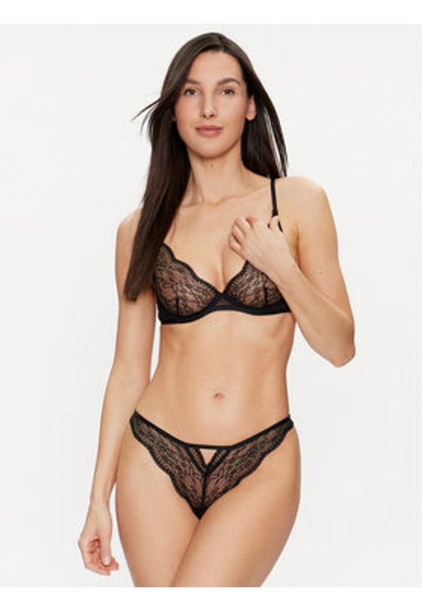 Hunkemöller Biustonosz z fiszbiną Isabelle 184822 Czarny. Kolor: czarny. Materiał: syntetyk