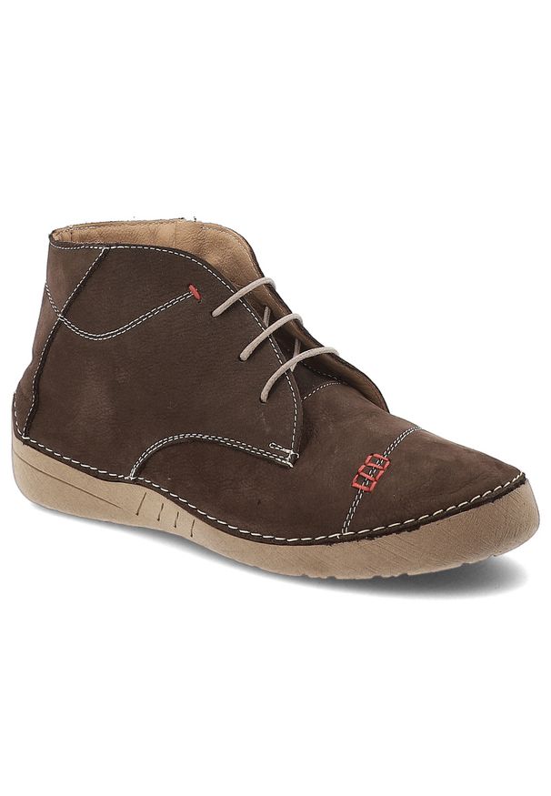 Brązowe Botki Artiker Skórzane Obuwie Damskie. Okazja: na co dzień. Zapięcie: sznurówki. Kolor: brązowy. Materiał: skóra. Szerokość cholewki: normalna. Styl: casual, klasyczny