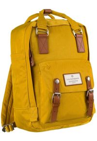 Plecak miejski musztardowy z kieszenią na laptop LuluCastagnette NONO MOUTARDE. Kolor: żółty. Materiał: materiał