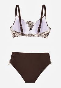 Born2be - Brązowe Bikini Biustonosz z Ozdobnym Wiązaniem i Figi ze Ściągaczami Miraleh. Kolor: brązowy #2