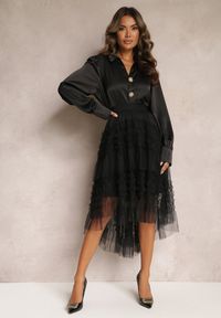 Renee - Czarna Tiulowa Spódnica Rozkloszowana Agandya. Kolor: czarny. Materiał: tiul