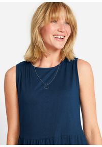 bonprix - Sukienka z dżerseju z czystej bawełny. Kolor: niebieski. Materiał: jersey, bawełna. Długość rękawa: na ramiączkach. Styl: elegancki #2