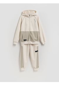 Reserved - Dzianinowy komplet - kremowy. Kolor: kremowy. Materiał: dzianina #1