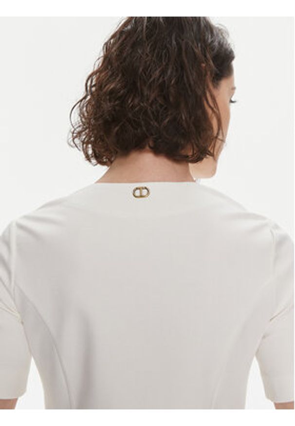 TwinSet - TWINSET Sukienka koktajlowa 241TP2275 Écru Regular Fit. Materiał: wiskoza. Styl: wizytowy