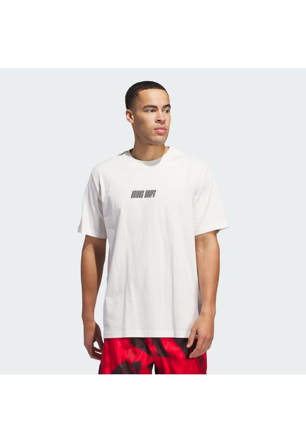 Adidas - Koszulka adidas Hoops Graphic. Kolor: biały. Materiał: bawełna. Sport: fitness