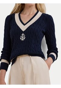 Lauren Ralph Lauren - LAUREN RALPH LAUREN Sweter 200957479002 Granatowy Regular Fit. Kolor: niebieski. Materiał: bawełna