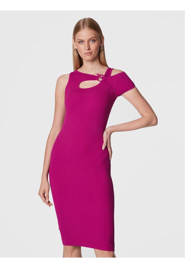 Pinko Sukienka dzianinowa Ace 1G17TZ Y7VP Fioletowy Slim Fit. Kolor: fioletowy. Materiał: wiskoza, dzianina