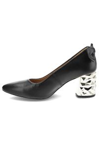 Czarne Czółenka Maciejka Damskie Eleganckie Buty. Zapięcie: bez zapięcia. Kolor: czarny. Materiał: skóra. Szerokość cholewki: normalna. Obcas: na obcasie. Styl: elegancki. Wysokość obcasa: średni #3