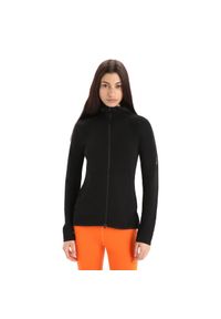Bluza Turystyczna Damska Icebreaker Merino Quantum ZoneKnit Zip. Typ kołnierza: kaptur. Kolor: czarny. Materiał: wełna. Sport: turystyka piesza