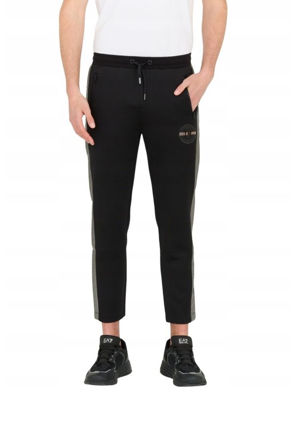 La Martina - LA MARTINA Czarne męskie spodnie Slim Fit, Rozmiar L. Kolor: czarny. Materiał: poliester