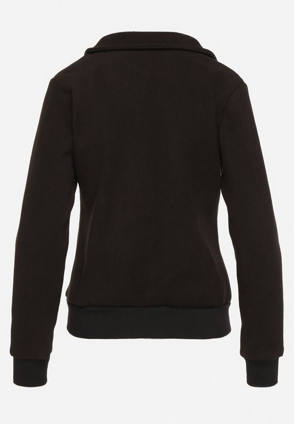 Born2be - Czarna Bluza Polarowa z Szerokim Kołnierzem Natila. Kolor: czarny. Materiał: polar. Styl: sportowy