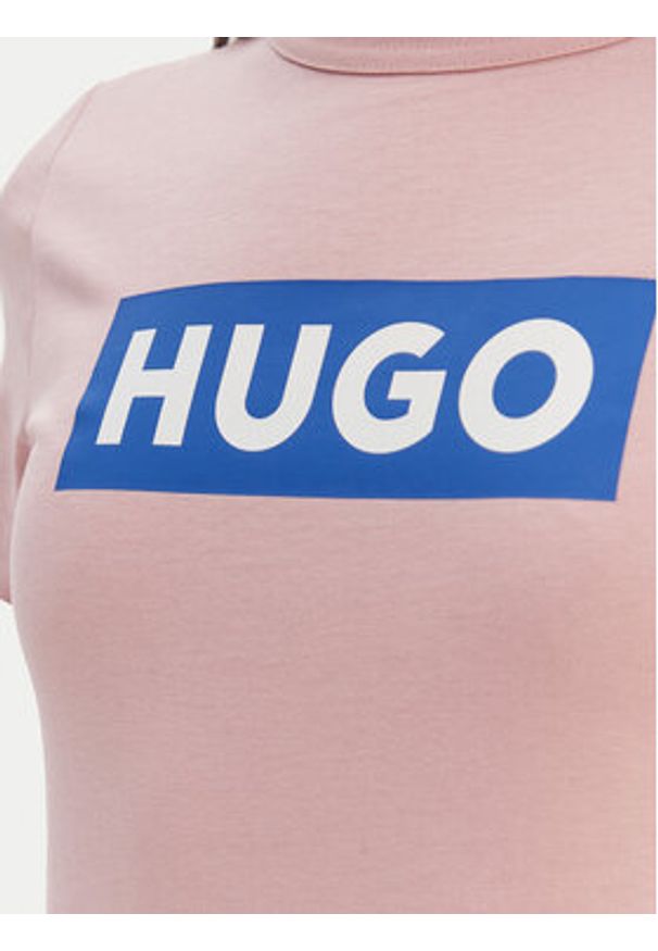 Hugo - HUGO T-Shirt Classic 50510772 Różowy Slim Fit. Kolor: różowy. Materiał: bawełna