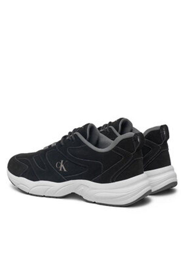 Calvin Klein Jeans Sneakersy Retro Tennis Low Mg Mix Media YM0YM01171 Czarny. Kolor: czarny. Materiał: skóra, zamsz