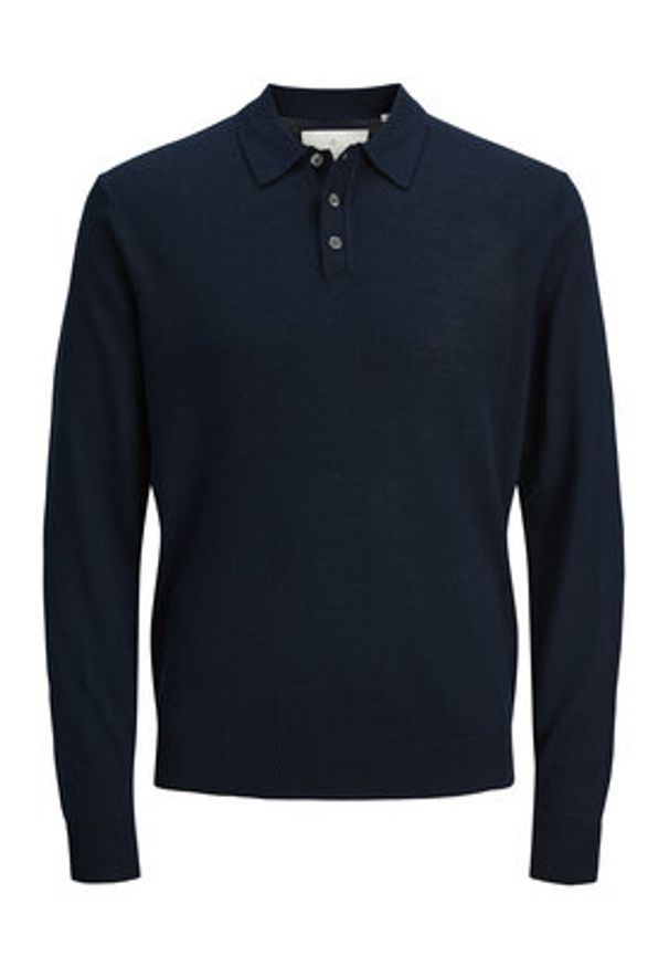 Jack & Jones - Jack&Jones Sweter Merino 12281757 Granatowy Regular Fit. Kolor: niebieski. Materiał: wełna
