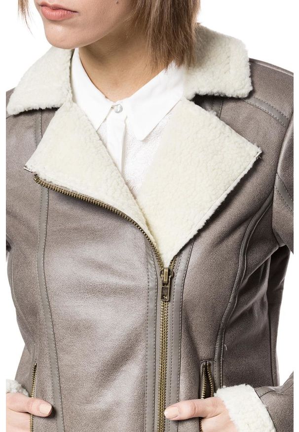 Tom Tailor - DAMSKA KURTKA SKÓRZANE TOM TAILOR FAKE SHEARLING JACKET 3721957.00.70. Materiał: skóra. Styl: elegancki