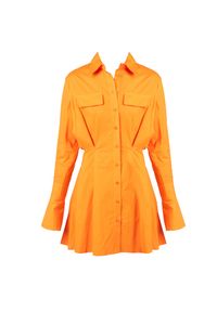 Pinko Sukienka "Austero" | 100885 Y6VW | Kobieta | Pomarańczowy. Kolor: pomarańczowy. Materiał: bawełna. Typ sukienki: koszulowe, wyszczuplające. Styl: elegancki. Długość: mini