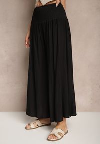 Renee - Czarne Spodnie o Szerokim Kroju Kuloty High Waist o Długości 7/8 Ulanova. Okazja: na co dzień. Stan: podwyższony. Kolor: czarny. Długość: długie. Styl: elegancki, casual #4