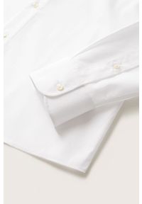 Mango Man Koszula bawełniana Emeritol męska kolor biały slim z kołnierzykiem włoskim. Typ kołnierza: kołnierzyk włoski. Kolor: biały. Materiał: bawełna
