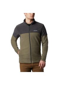 columbia - Polarowy sweter męski Columbia Basin Trail III Full Zip. Typ kołnierza: polo. Kolor: zielony. Materiał: polar. Długość rękawa: długi rękaw. Długość: długie. Sezon: zima, jesień. Sport: turystyka piesza