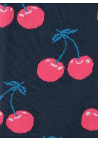 His Story - Tematyczne Skarpetki Bawełniane - Wiśnie na Granatowym Tle. Kolor: niebieski. Materiał: elastan, bawełna, poliamid #4