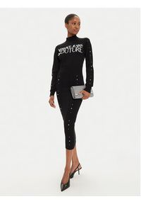 Versace Jeans Couture Sukienka dzianinowa 77HAOM11 Czarny Slim Fit. Kolor: czarny. Materiał: wiskoza #3