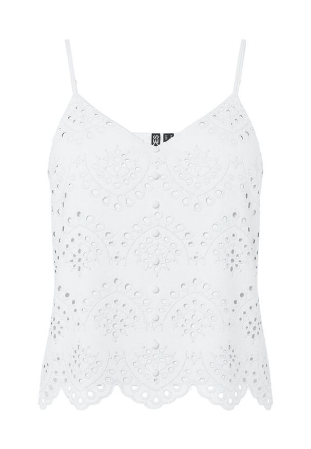 Pieces Top Vilde 17156563 Biały Regular Fit. Kolor: biały. Materiał: bawełna