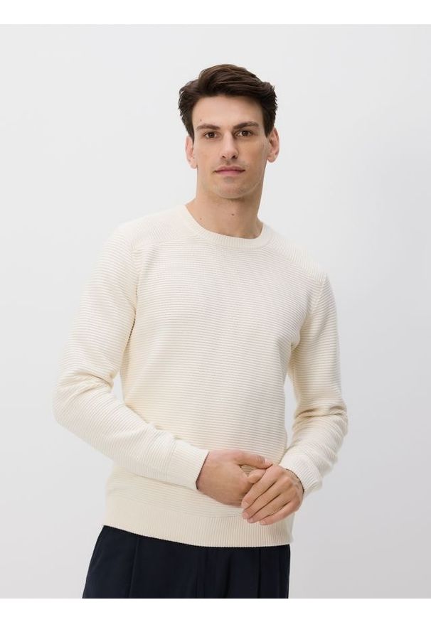 Reserved - Sweter z bawełną - złamana biel. Materiał: bawełna