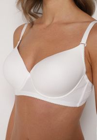 Renee - Jasnobeżowy Biustonosz o Gładkim Wykończeniu z Kokardką Phiphise. Kolor: beżowy. Wzór: gładki #8