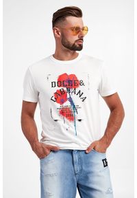 Dolce & Gabbana - T-shirt DOLCE & GABBANA. Materiał: bawełna. Długość rękawa: krótki rękaw. Długość: krótkie. Wzór: kolorowy, nadruk, kwiaty