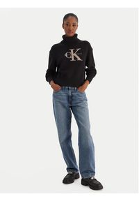 Calvin Klein Jeans Golf Chenille Monologo LV047D354G Czarny Regular Fit. Typ kołnierza: golf. Kolor: czarny. Materiał: syntetyk, bawełna #3