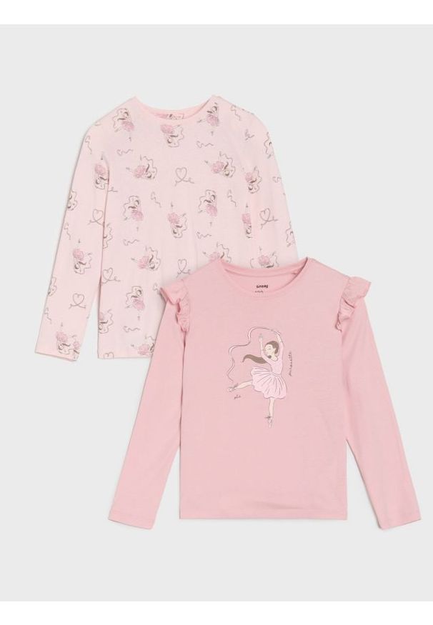 Sinsay - Bawełniana koszulka z falbanami 2 pack - wielobarwny. Materiał: bawełna